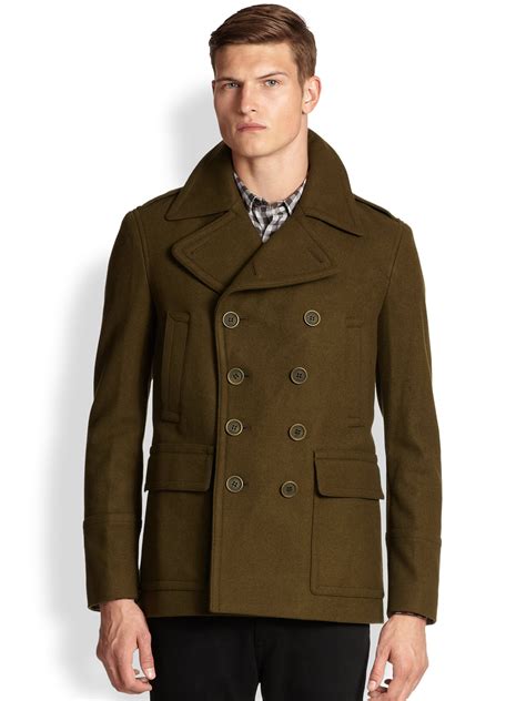 burberry pea coat men|burberry men's wool overcoat.